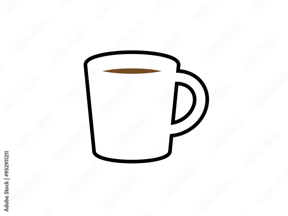 フラットなホットコーヒーアイコンA:線 フラットなホットコーヒーアイコンA:線
