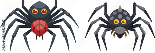 Spider Animal flat vector illustration on white background. 