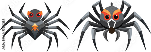 Spider Animal flat vector illustration on white background. 