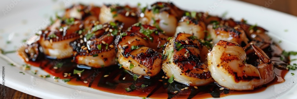 Grilled squid served with a butter and soy sauce blend. Grilled squid served with a butter and soy sauce blend.