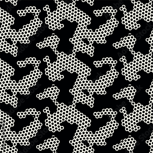 Vector seamless pattern. Abstract spotted texture. Monochrome natural spots. Creative background with fluid blots. Decorative tileable design.