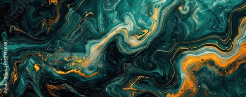 Abstract Green and Gold Swirling Pattern