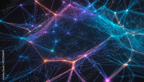 abstract network of colorful dots and lines