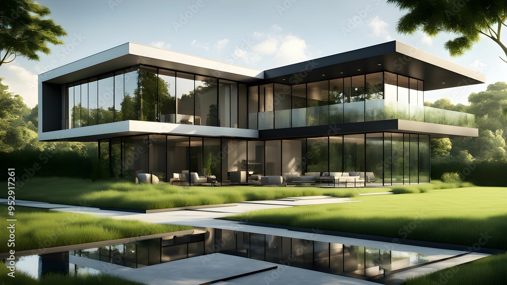 A large house with a pool and a garden A large house with a pool and a garden