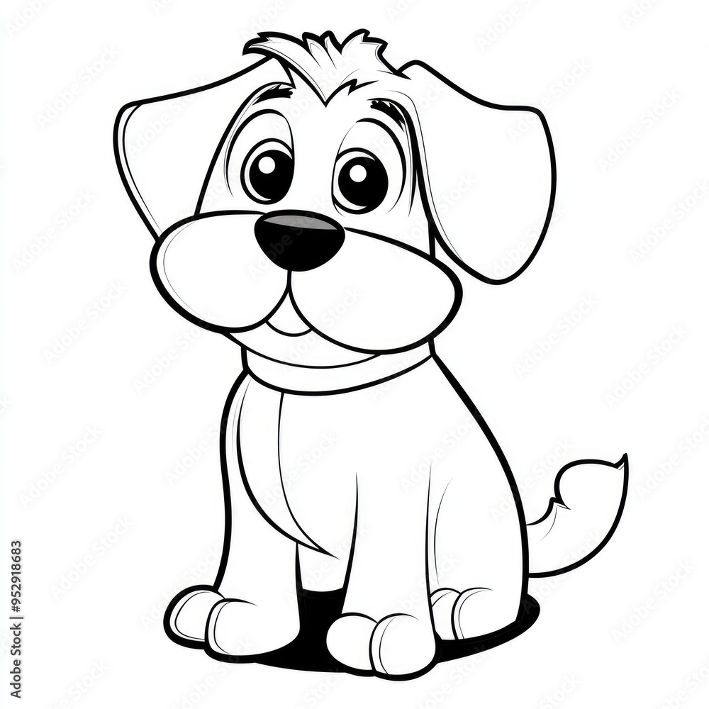 Fototapeta premium A cheerful and simple dog illustration perfect for young children exploring their creativity through coloring fun and imaginative play