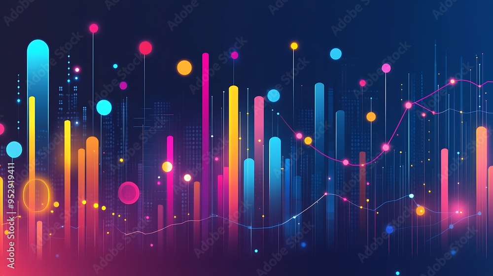 Abstract Colorful Data Visualization with Lines and Circles Abstract Colorful Data Visualization with Lines and Circles