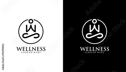 Yoga person wellness logo template element