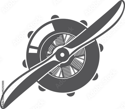 Avia propeller drawing. Retro rotating aircraft turbine