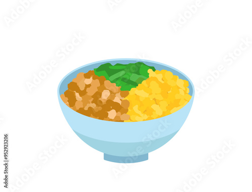 そぼろ丼や三食丼をイメージしたイラスト