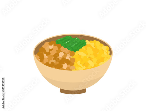 そぼろ丼や三食丼をイメージしたイラスト