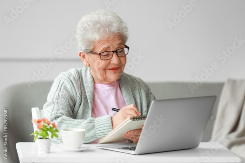 Senior woman with laptop wr...
