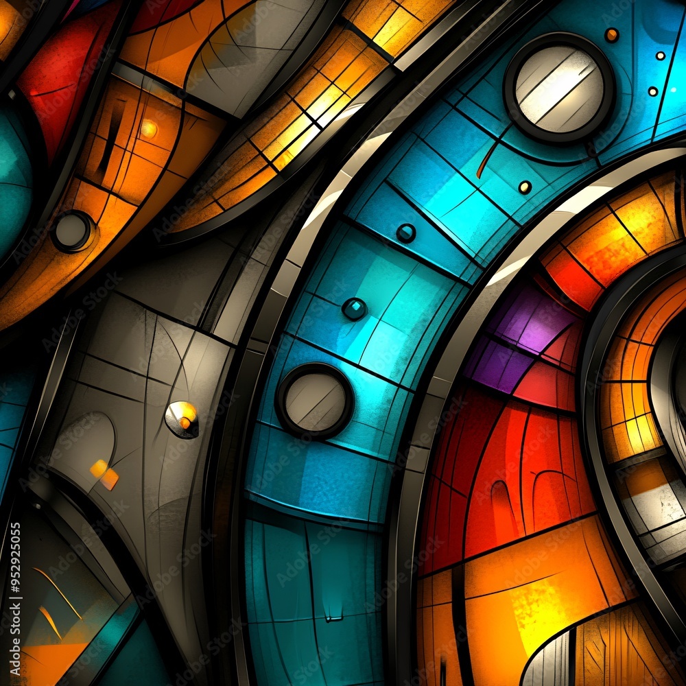 Obraz premium Abstract Geometric Artwork with Vivid Colors