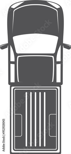 Pickup truck top view. Vehicle black icon