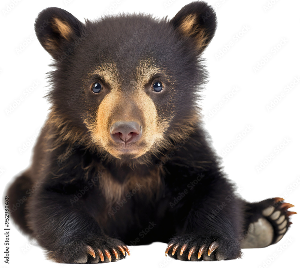 Cute brown or black bear cub isolated on transparent background. Young wildlife mammal, furry grizzly baby, adorable funny small animal sitting Cute brown or black bear cub isolated on transparent background. Young wildlife mammal, furry grizzly baby, adorable funny small animal sitting