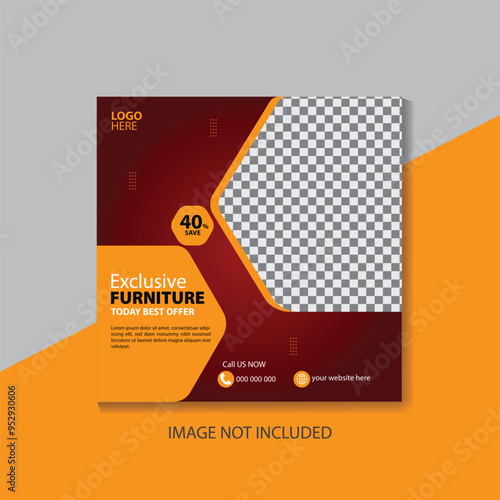 Furniture business social media post template Premium Vector