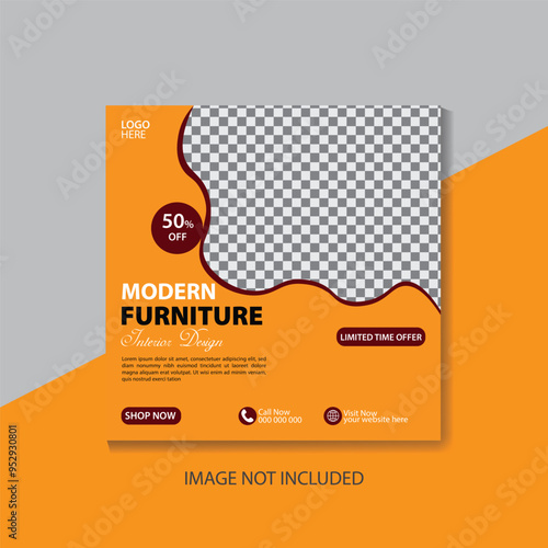 Furniture business social media post template Premium Vector