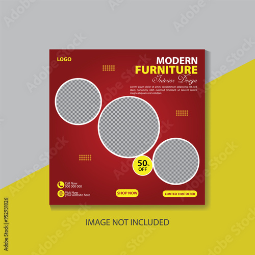 Furniture business social media post template Premium Vector