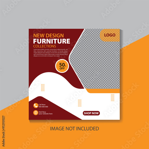 Furniture business social media post template Premium Vector