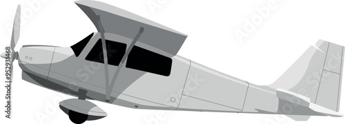 Biplane side view. Vintage airplane. Aviation icon