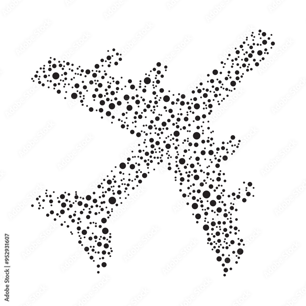 Vector Airplane Icon With Dots Vector Airplane Icon With Dots
