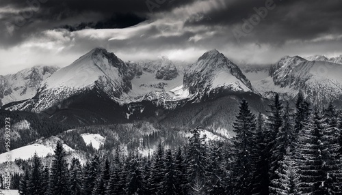 tatra mountains in poland black and white photography