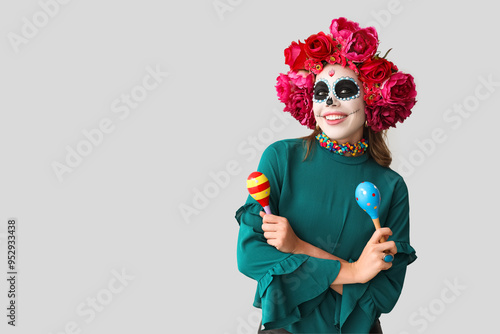 Young woman with painted sk...