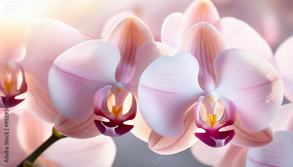 close up of pale pink orchids