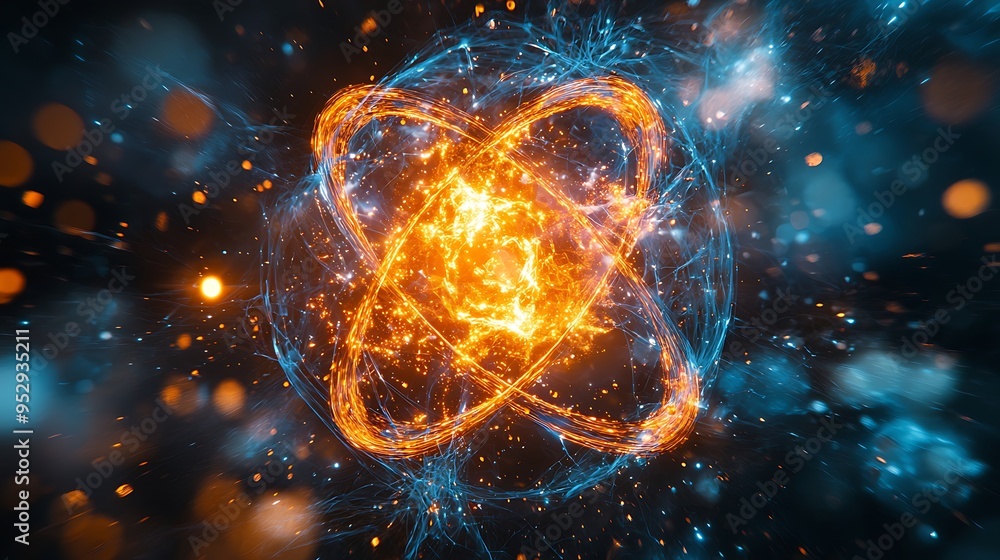 An energy vortex swirling with orange and blue hues and scattered sparks. An energy vortex swirling with orange and blue hues and scattered sparks.