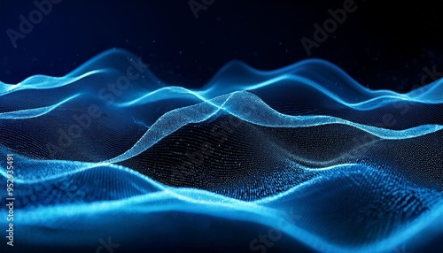 blue digital particles wave flow digital cyberspace abstract background