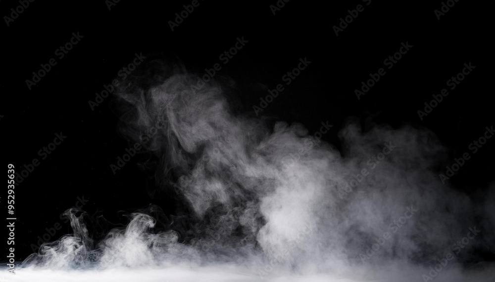 Fototapeta premium smoke texture overlays on isolated background smoke on floor isolated black background misty fog effect magic fog dust texture effect white clouds gas explodes swirl and dances in space