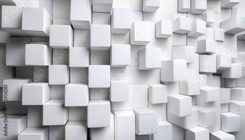 random shifted white cube boxes block background wallpaper banner with copy space