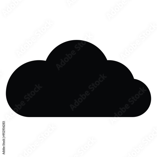 Cloud vector icon. Symbol for forecast and online data storage. Black silhouette. The image is simple and minimalistic.