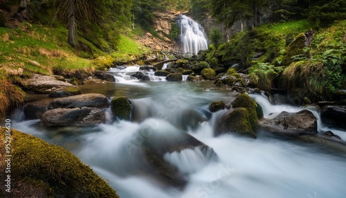 creek in mountains waterfall in the forest