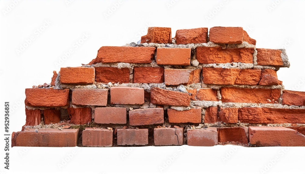 ruined collapsed cracked or broken weathered red brick wall isolated on transparent background ruined collapsed cracked or broken weathered red brick wall isolated on transparent background