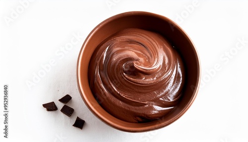 chocolate mousse in a brown bowl photo