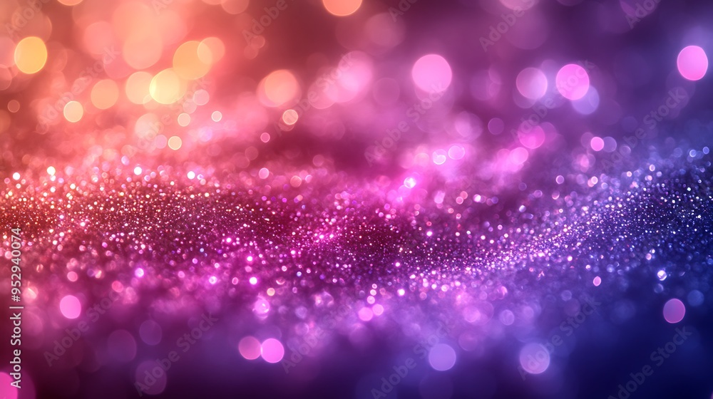 Abstract background with pink, purple and orange bokeh lights and glitter. Abstract background with pink, purple and orange bokeh lights and glitter.