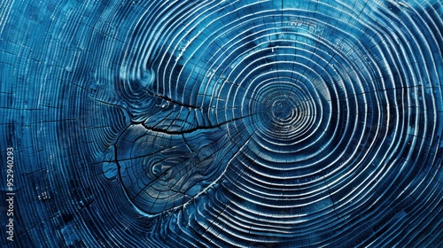 Blue Wood Texture: Growth Rings of a Tree