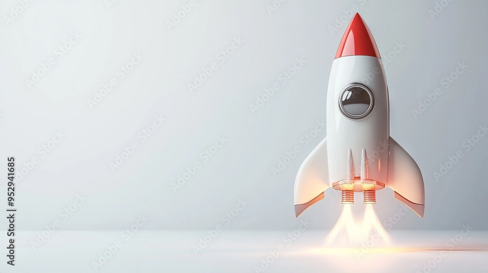 3D rocket in space Business startup and business growth concept, isolated on white background, 3D rocket in space Business startup and business growth concept, isolated on white background,