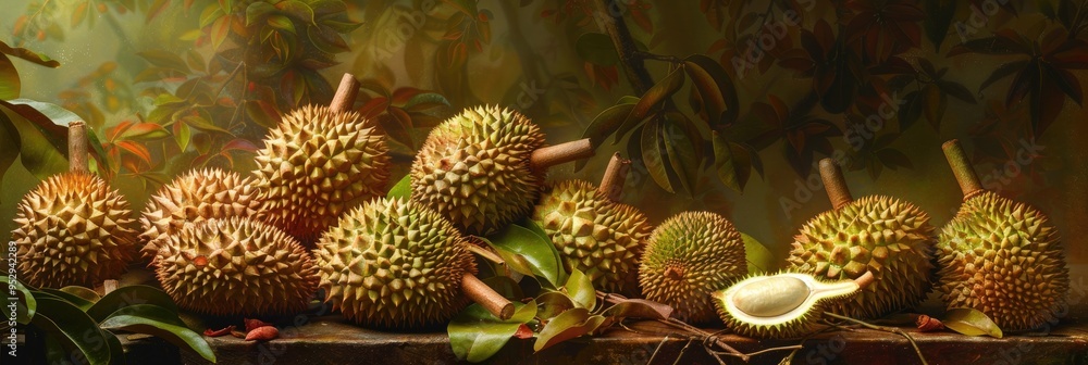 Freshly Harvested Durian Fruit Freshly Harvested Durian Fruit