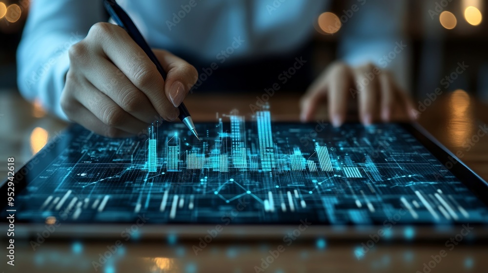 Close-Up of Hands Creating a Detailed Business Diagram on a Tablet with Precision Close-Up of Hands Creating a Detailed Business Diagram on a Tablet with Precision