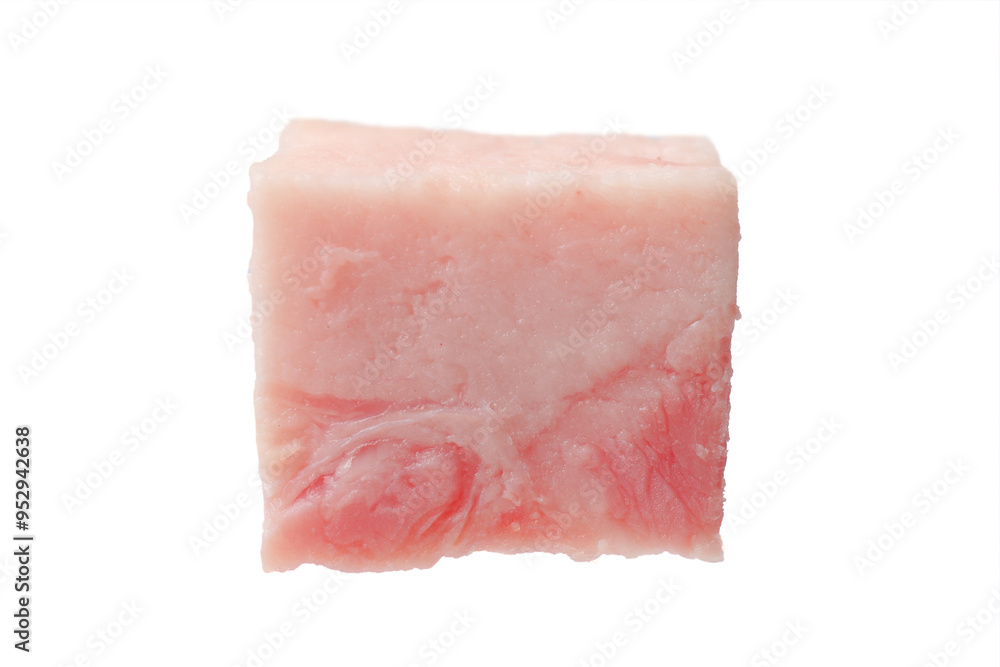 Cube of raw bacon isolated on white Cube of raw bacon isolated on white