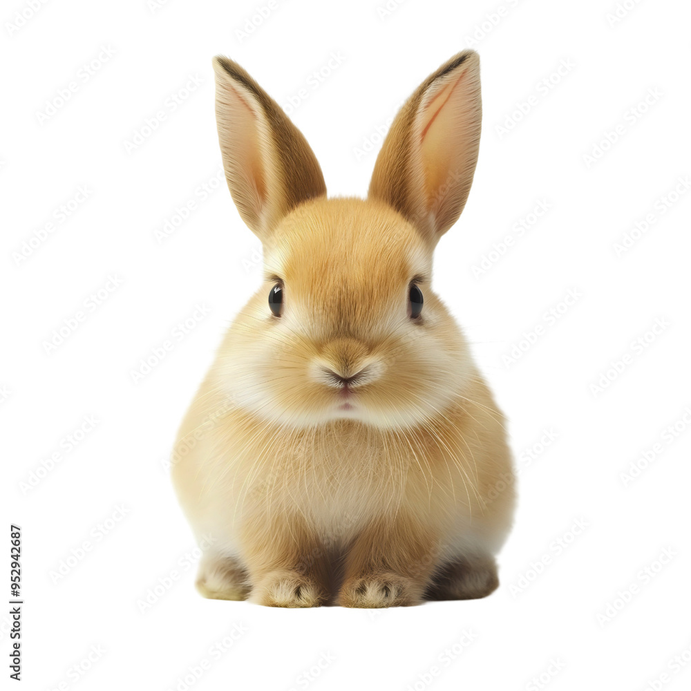 Fototapeta premium Adorable bunny rabbit isolated on transparent background, cute and fluffy furry pet animal with soft fur, a small and little friendly mammal, a tender and sweet portrait