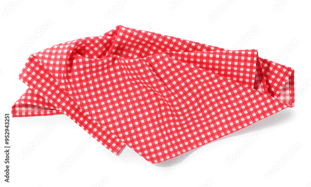 Red checkered picnic tablecloth isolated on white Red checkered picnic tablecloth isolated on white