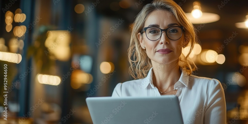 Businesswoman working in a modern restaurant Businesswoman working in a modern restaurant