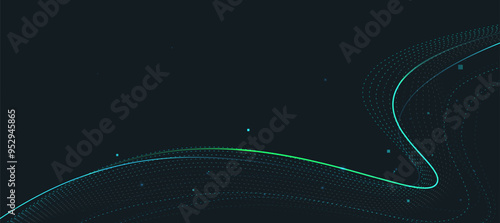 green blue abstract dynamic wave energy visual vector.