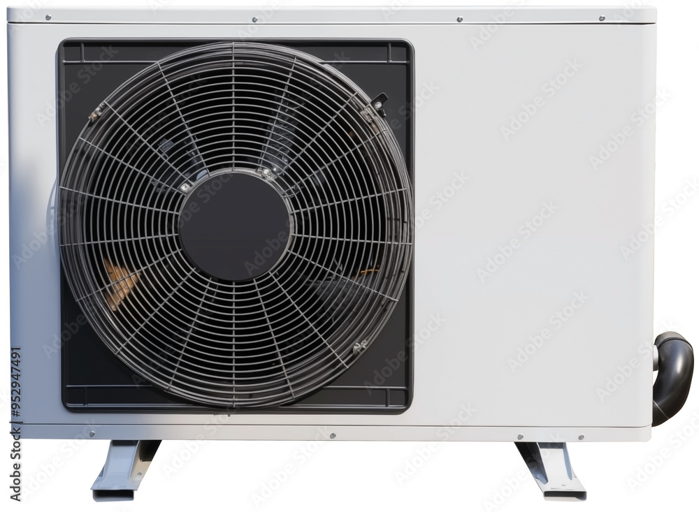 Front View To a White Heat pump PNG isolated on white and transparent background - HVAC system Air source For Home heating or Cooling system Smart thermostat Front View To a White Heat pump PNG isolated on white and transparent background - HVAC system Air source For Home heating or Cooling system Smart thermostat