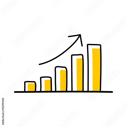 illustration of hand drawn business growth chart icon or data analysis