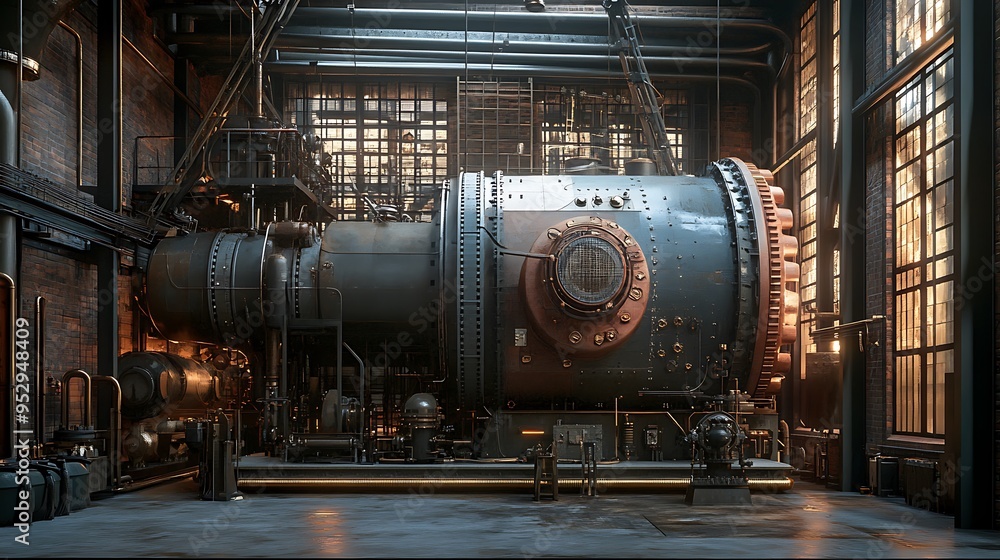 Industrial Machine in a Steampunk Factory Industrial Machine in a Steampunk Factory