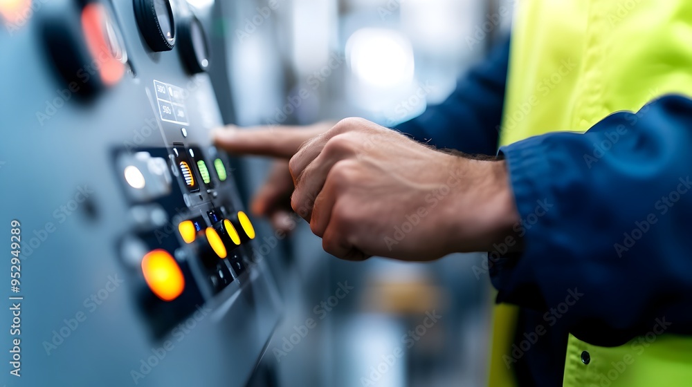 Wind turbine engineer fine tuning digital controls for efficient electricity production in sustainable energy project