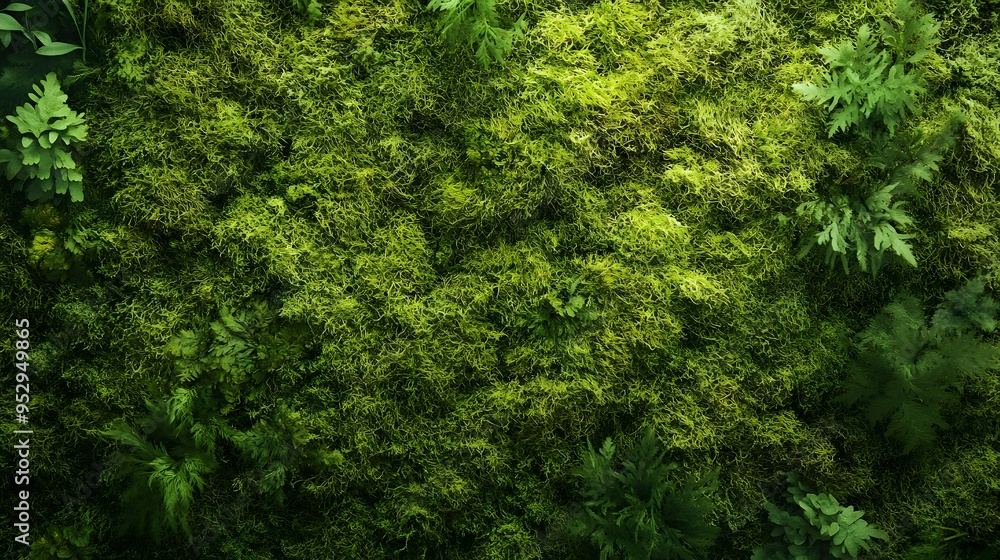 Top view of green moss with rich, natural texture as a background Top view of green moss with rich, natural texture as a background